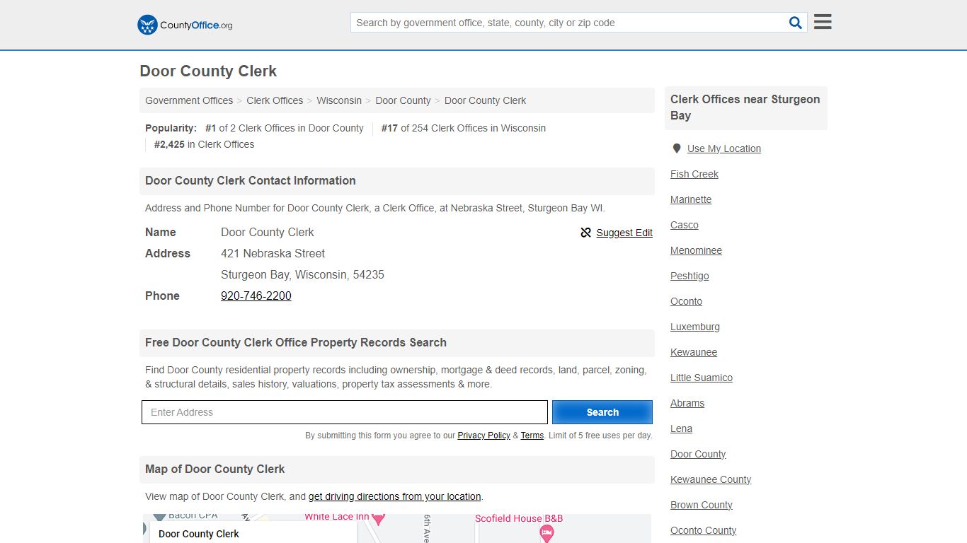 Door County Clerk - Sturgeon Bay, WI (Address and Phone)